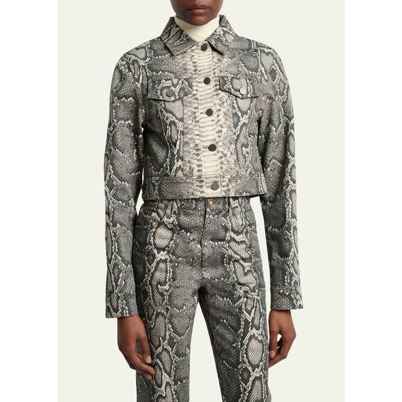 Gabriela Hearst Jackets & Blazers - Gabriela Hearst Bronte Snakeskin Print Crop Denim Jacket in Greyscale S